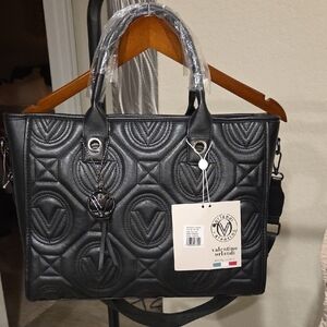 Valentino Orlandi Black Tote Bag with Timeless Elegance